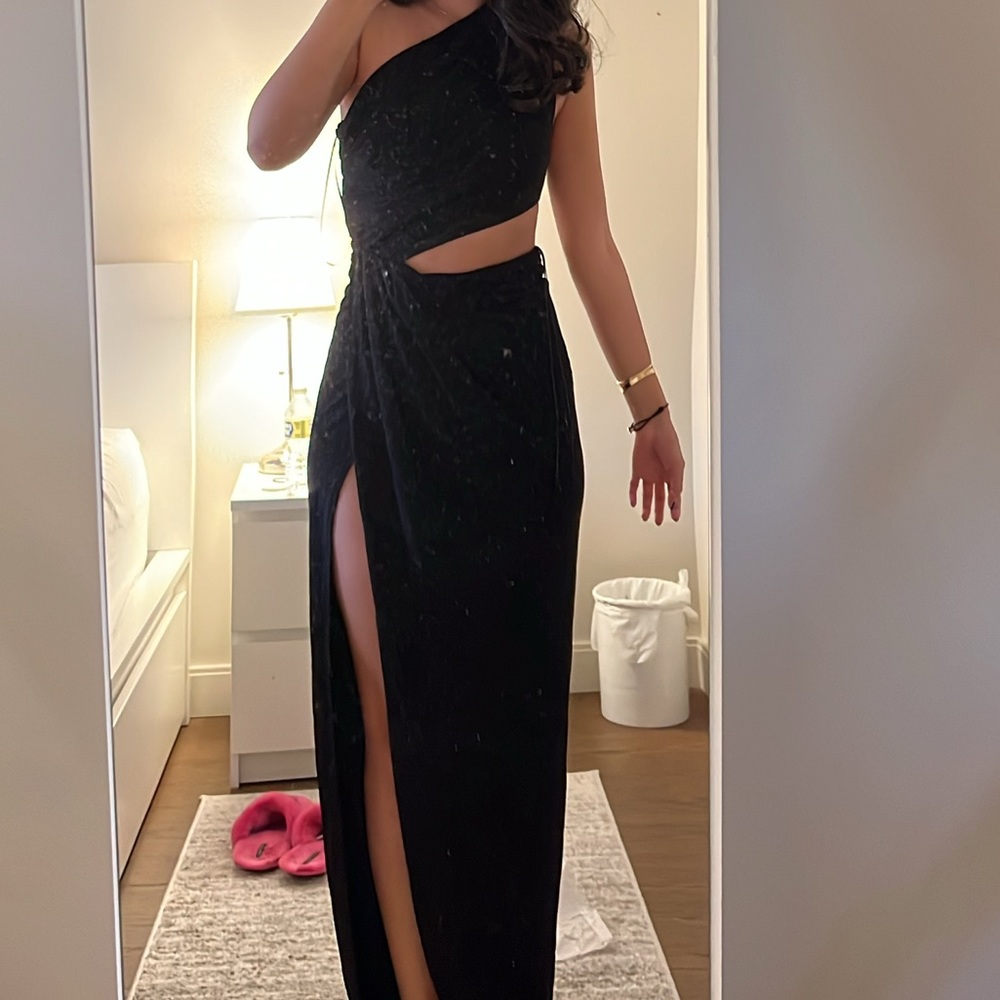 NWOT never worn Ronny Kobo Collection Black One-Shoulder Maxi Dress